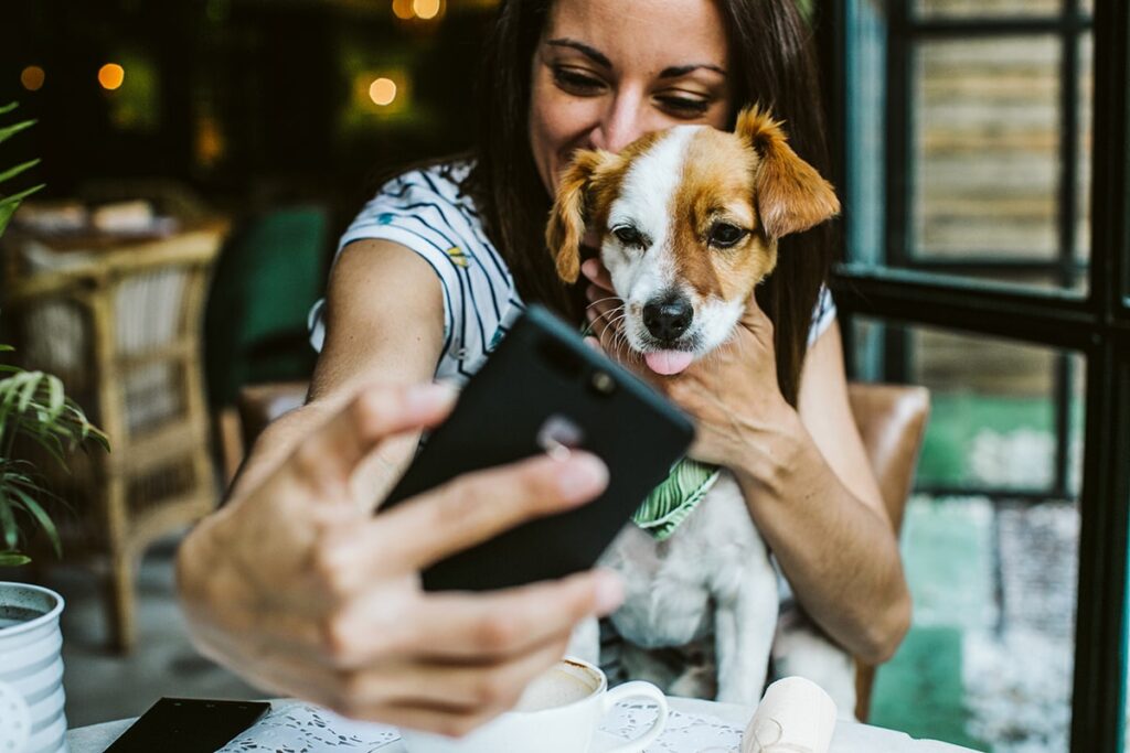 person and dog selfie